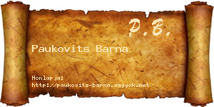 Paukovits Barna névjegykártya